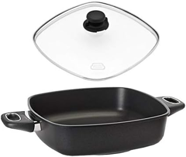 Lotus Guss-Quadratkasserolle Ø 29cm (NICHT für Induktion geeignet) - mit Glasdeckel